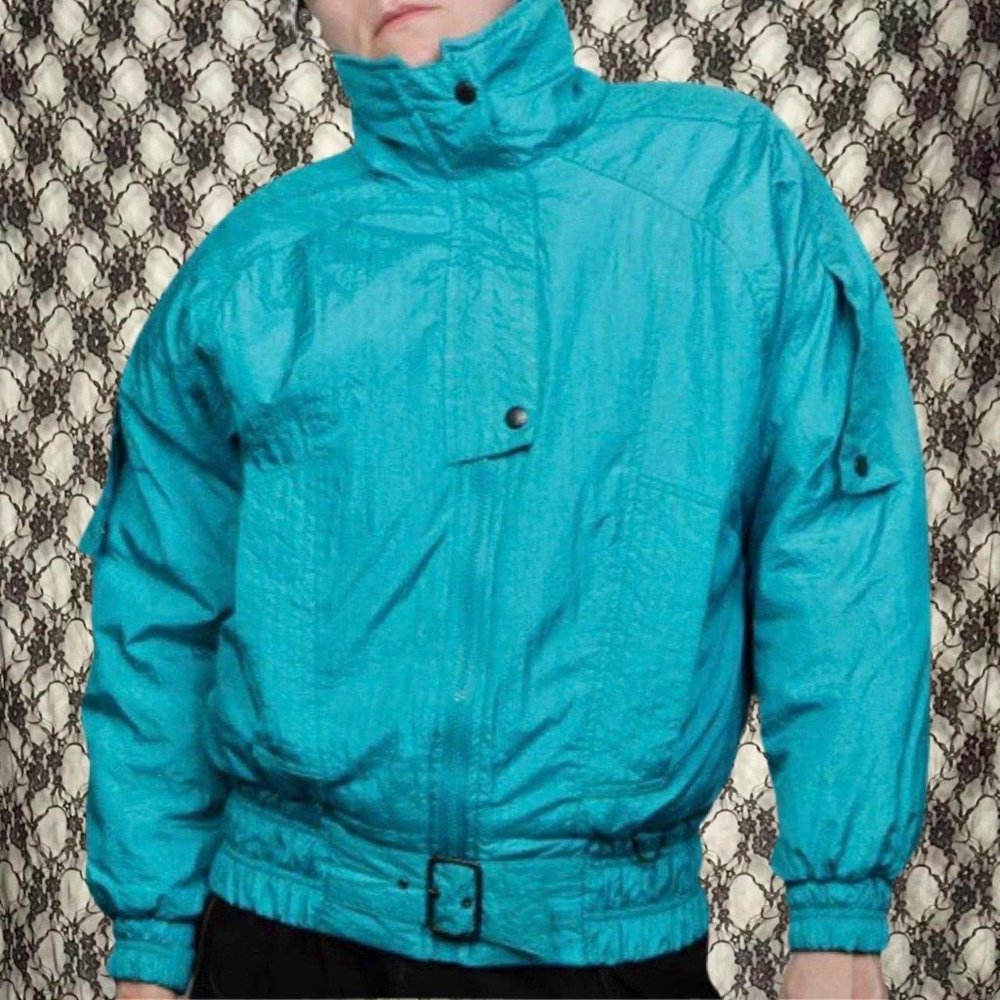 vintage puffy windbreaker parka 80s 90s rainbow west sz small